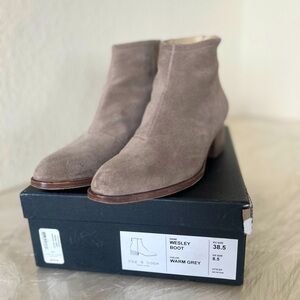 Rag and Bone Wesley Suede Ankle Boot, Warm grey, size 8.5